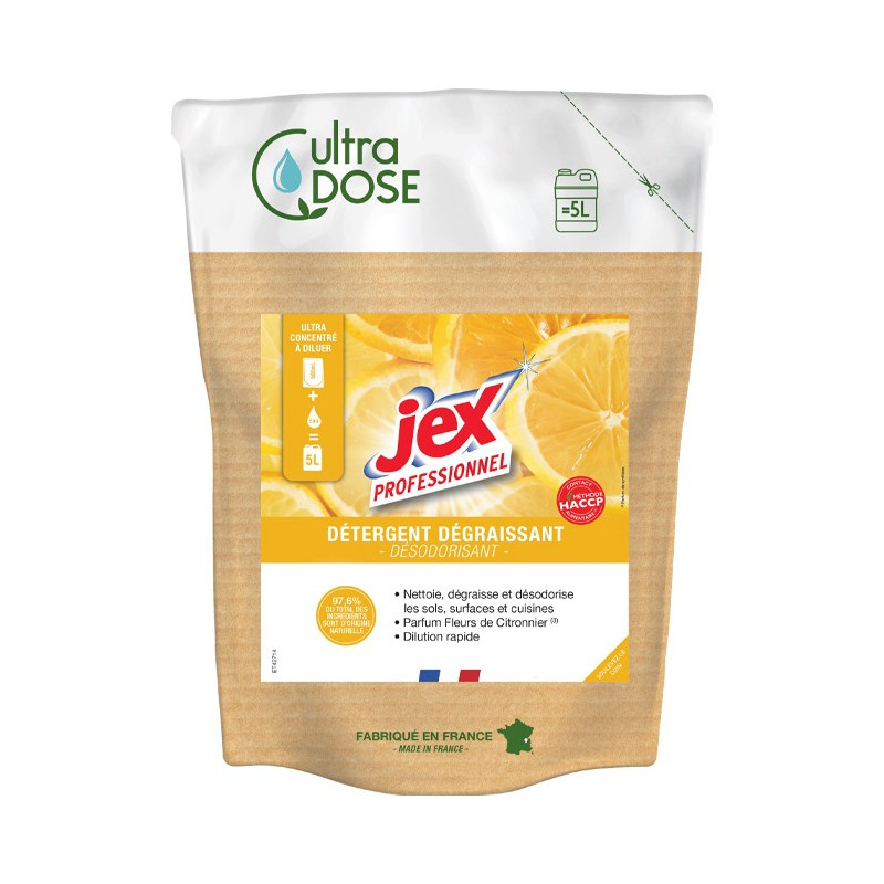 Détergent désinfectant ultra dose 5 L - Fleurs de Citronnier Jex : Hygiène optimale & parfum durable
