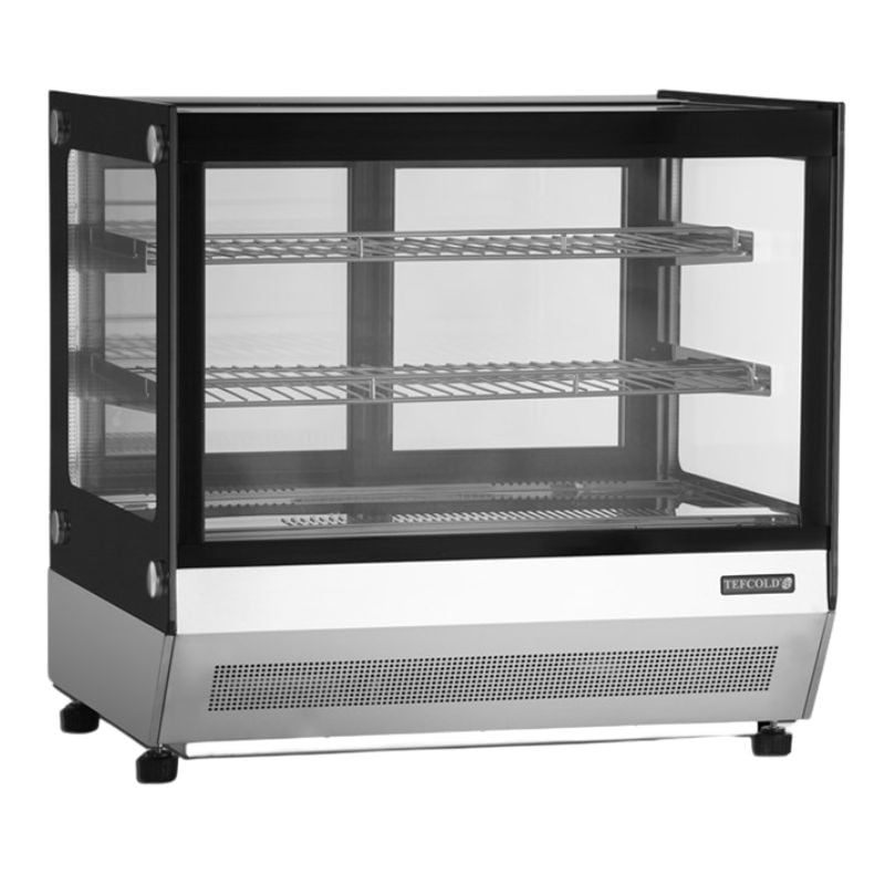 Vitrine Refrigerada Balcão 2 Portas de Vidro Pretas - TEFCOLD, design funcionalBalcão refrigerado: portas de vidro deslizantes