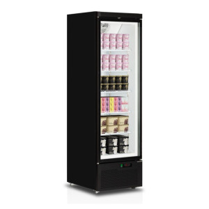 TEFCOLD Black Freezer Display - 1 Glass Door - 390L: Optimal presentation of frozen products and low energy consumption