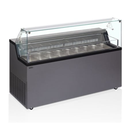 Vitrine de Sorvete com Tampa de Serviço - TEFCOLD Mirabella 9, 9 x 5 L - Capacidade ideal para seus sorvetes