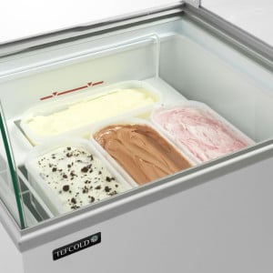 Chest Freezer with Curved Glass - 165 L TEFCOLD: Professional Ice Cream Display with Sliding Glass Lids