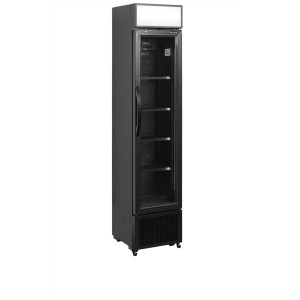 Black Glass Door Beverage Refrigerator 114 L TEFCOLD LED