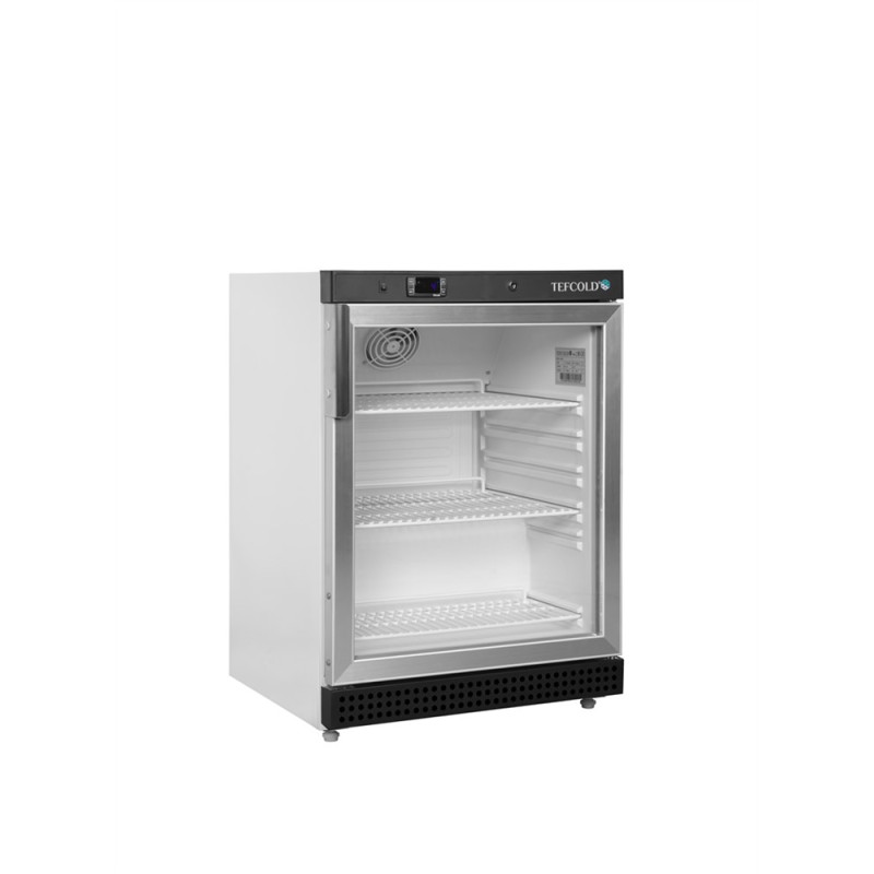 White Glass Door Positive Refrigerated Cabinet 119 L TEFCOLD - LED Lighting & Electronic Thermostat.