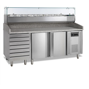 Meuble para Pizza GN 1/3 e GN 1/6 - 2 Portas e 7 Gavetas | TEFCOLD