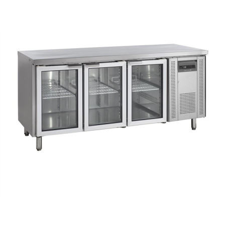 Mesa Refrigerada Inox 3 Portas de Vidro GN 1/1 TEFCOLD - Armazenamento e conservação ideal