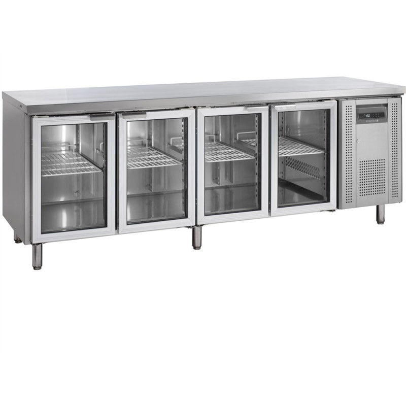 Table Réfrigérée Inox - 4 Portes Vitrées GN 1/1 - TEFCOLD CK7410G