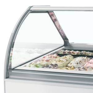 Vitrine de Vidro Ventilada Fachada Curva - 18 x 5 L - TEFCOLD Millenium LX18: Apresentação espetacular dos seus gelados profissi