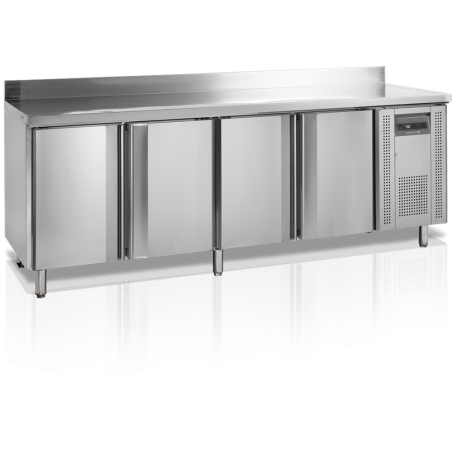 Refrigerated Table with Stainless Steel Backsplash - 4 Doors - GN 1/1 - Tefcold