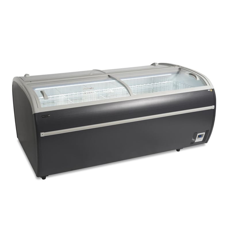 Congelador 2 Tampas Vidro Curvado Cinza 1255 L TEFCOLD - Armazenamento profissional ideal.