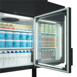 Professional black wall freezer 650L TEFCOLD - 4 glass doors