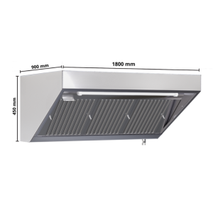 Hotte Snack Profundidade 900 com Led e Sem Motor - Comprimento 1800 - Dynasteel