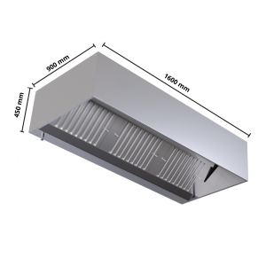 Exaustor cúbico 900 Led sem motor Dynasteel - Comprimento 1600 & Inox AISI 304