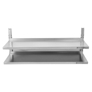 Stainless steel 2-level wall shelf - W 1200 x D 400 mm | Dynasteel