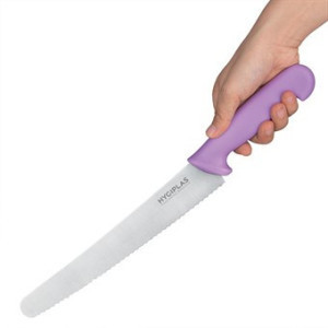 Couteau à pâtisserie denté violet 25 cm - Hygiplas - Résistant & pratique