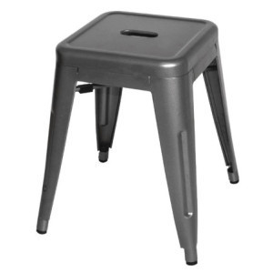 Taburetes Baixos em Aço Cinza Metal - Conjunto de 4 Bolero Bistro