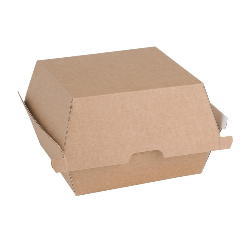 Small Compostable Hamburger Boxes 112mm - Pack of 150 Kraft Fiesta