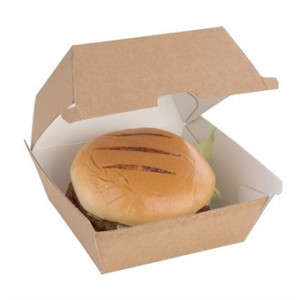 Pequenas caixas de hambúrguer compostáveis 112mm - Lote 150 Kraft Fiesta