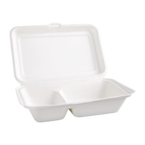 2-Compartment Bagasse Compostable Boxes 253 mm - Pack of 200
