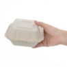 Caixas de Hambúrguer Compostáveis de Bagaço Natural 152 mm - Conjunto de 500 - Ecologia e praticidade na cozinha profissional