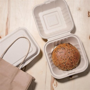 Boîtes Hamburger Compostables Bagasse Naturel 152 mm - Lot de 500 - Écologie et praticité en cuisine professionnelle