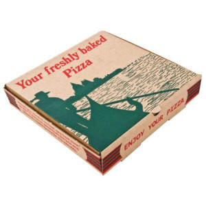 Caixas de pizza impressas compostáveis 237 mm - Pacote com 100 unidades
