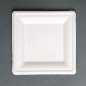 Compostable square bagasse plates 159mm - Pack of 50