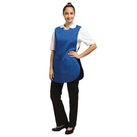 Tabard apron with royal blue pocket - Whites Chefs Clothing