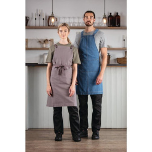 Apron Bib in Washed Grey Cotton: Comfort and Culinary Style
