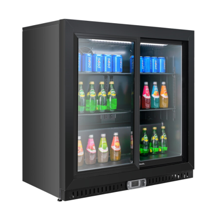 Refrigerated Back Bar 2 Glass Doors - Black Dynasteel Interior