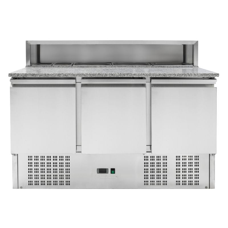 Móvel para Pizza Refrigerado - 3 Portas - 8 Recipientes GN 1/6 | Dynasteel