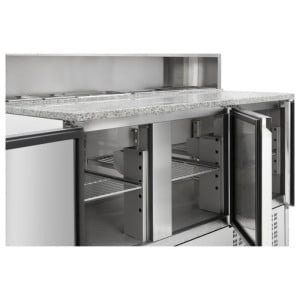 Móvel para Pizza Refrigerado - 3 Portas - 8 Recipientes GN 1/6 | Dynasteel