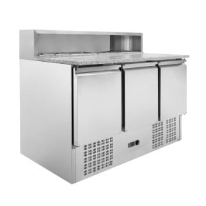 Móvel para Pizza Refrigerado - 3 Portas - 8 Recipientes GN 1/6 | Dynasteel