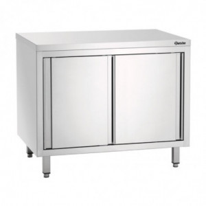 Stainless Steel Cabinet with Sliding Doors and Shelf - L 1000 mm - Refurbished