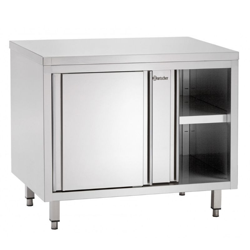 Meuble en Inox avec Portes Coulissantes et Etagère - L 1000 mm - Reconditionné