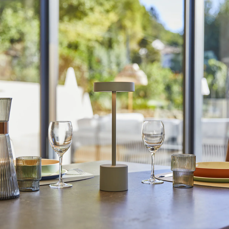 Lâmpada de Mesa Touch Alumínio - Roby Cinza Claro - Lumisky