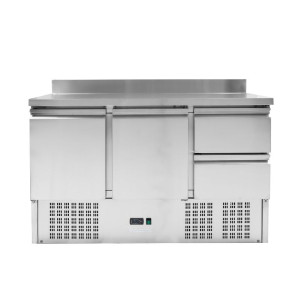 Mesa Refrigerada Positiva com Backsplash - 2 Portas e 2 Gavetas GN 1/2 - Dynasteel