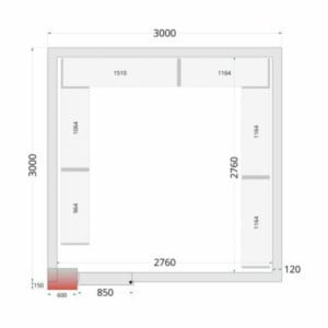 TEFCOLD Cold Room Panel 3000x3000x2200 mm: Efficient insulation, spacious door