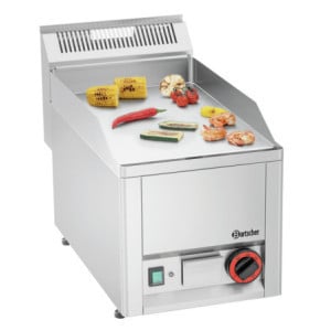 Placa GPL 320E-G Bartscher: Placa lisa cromada e potência 3000W