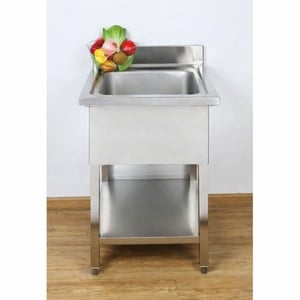 Plonge 1 Bac com Espaldar e Prateleira - L 600 x P 700 mm - Dynasteel