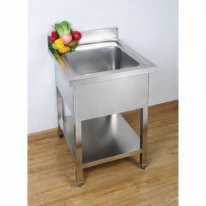 Plonge 1 Bac com Espaldar e Prateleira - L 600 x P 700 mm - Dynasteel