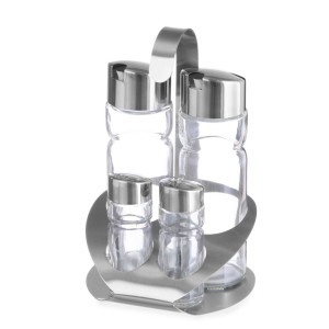 4-Piece Condiment Set - Oil, Vinegar, Pepper, and Salt