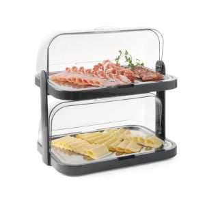 Vitrine Buffet com Tampa Deslizante UNIQ - 2 Bandejas - Preto - HENDI