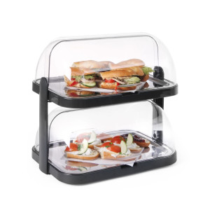 Vitrine Buffet com Tampa Deslizante UNIQ - 2 Bandejas - Preto - HENDI