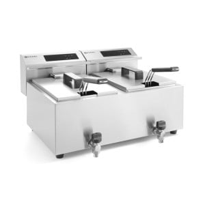 Friteuse Profi Line avec robinet de vidange numérique - 2 x 8 l - Marque HENDI - Fourniresto