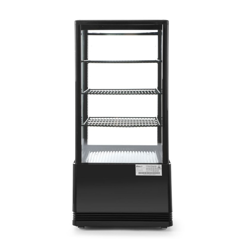 Vitrina refrigerada preta com 4 lados de vidro - 78 litros