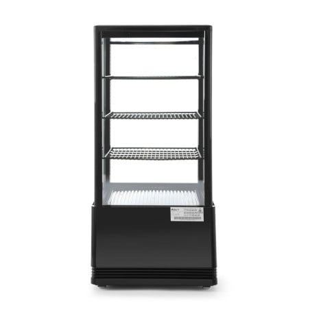 Vitrina refrigerada preta com 4 lados de vidro - 78 litros