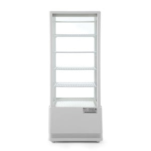 Vitrina refrigerada branca com 4 lados de vidro - 98 litros