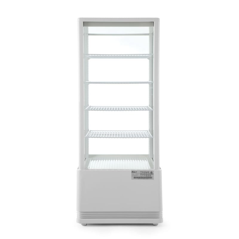 Vitrina refrigerada branca com 4 lados de vidro - 98 litros