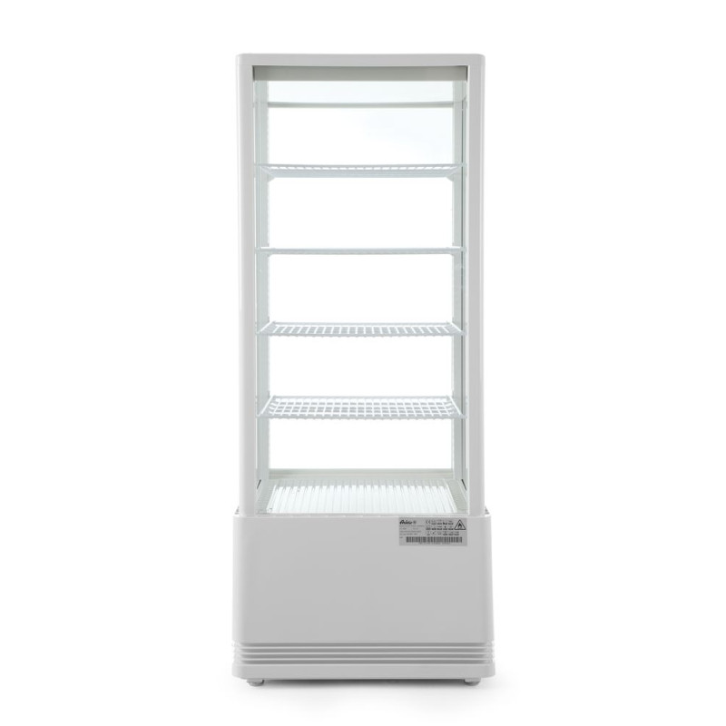 White Refrigerated Display Case with 4 Glass Sides - 98 liters