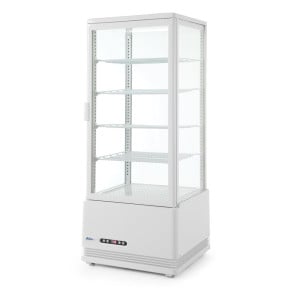 Vitrina refrigerada branca com 4 lados de vidro - 98 litros